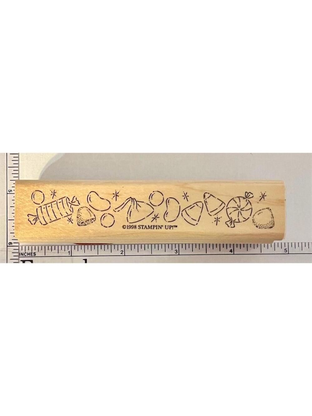Stampin' Up! 1998 Halloween Candy Corn Jelly Bean Border Wood Mount Rubber Stamp